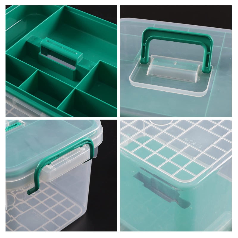 Vababa Clear First Aid Box, Plastic Storage Container with Locking Lid & Handle - Image 3